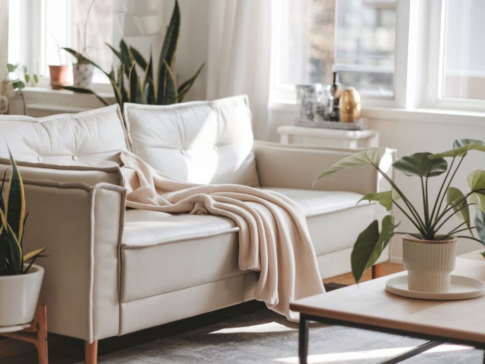 aranżacja koca na sofie