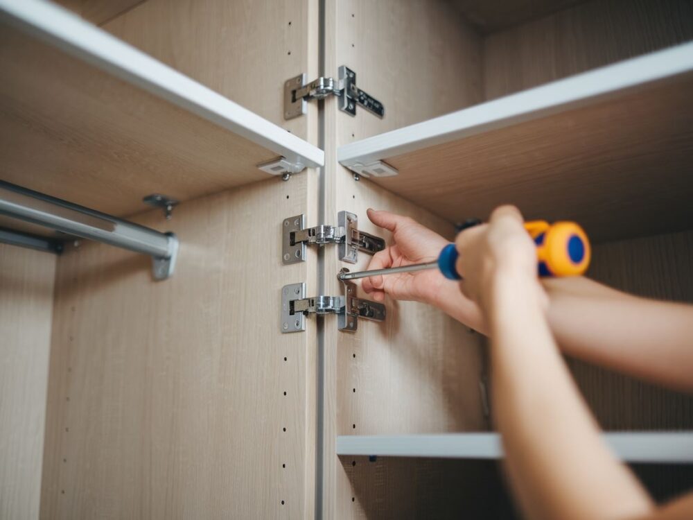 mechanizm zawiasu w szafie