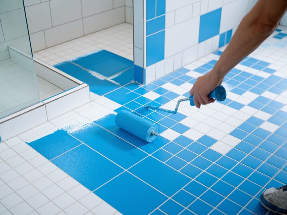 płytki ceramiczne przed i po malowaniu