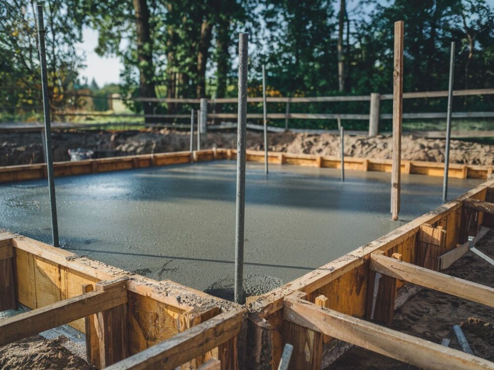 świeży beton pod słupki