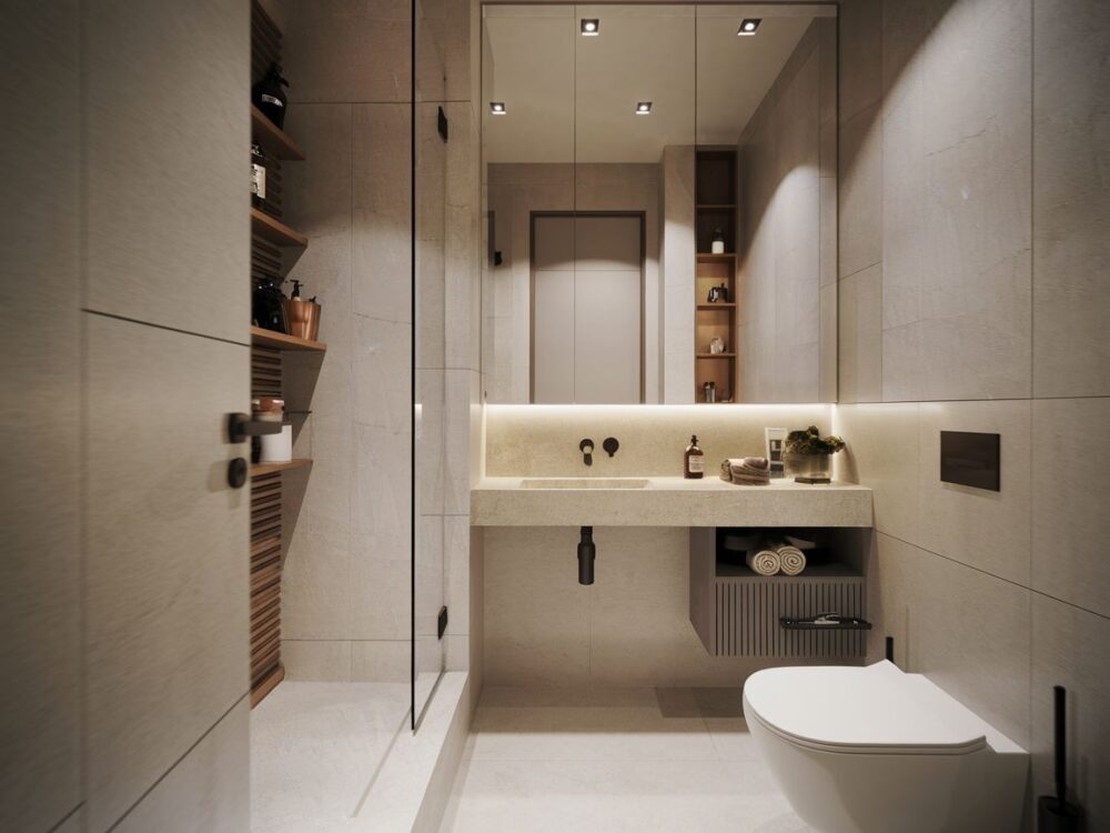 ukryte rury w łazience