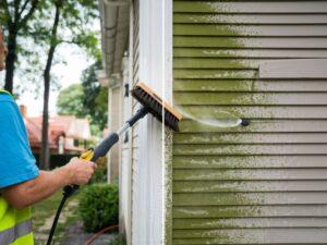 usuwanie mchu z fasady domu