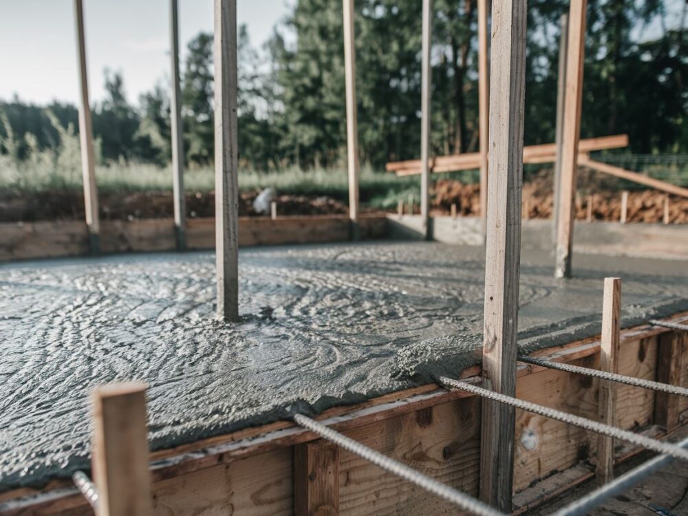 wilgotny beton przy ogrodzeniu