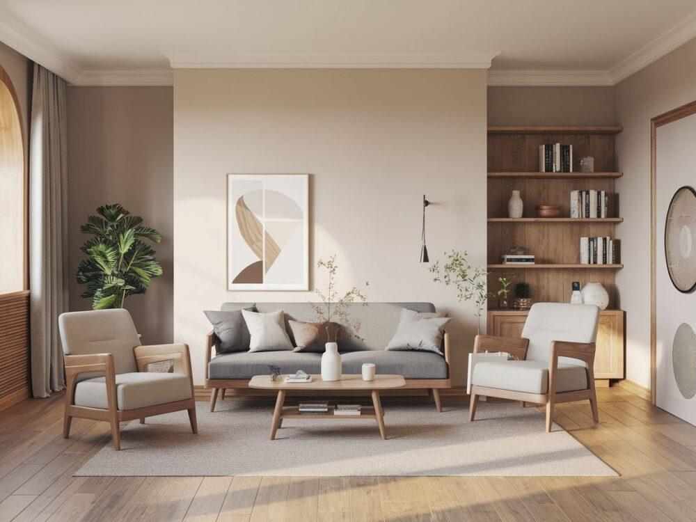 wnętrze z meblami i podłogą